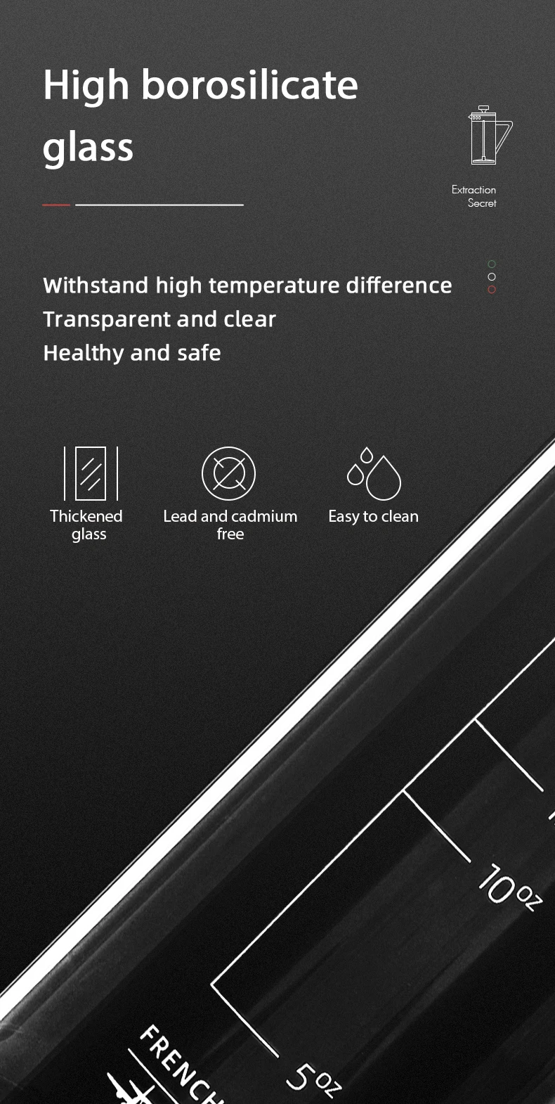 MHW-3BOMBER French Press Coffee Pots with Capacity Scale Glass Coffee Maker Portable Barista Tools Coffee Accessories 450ml