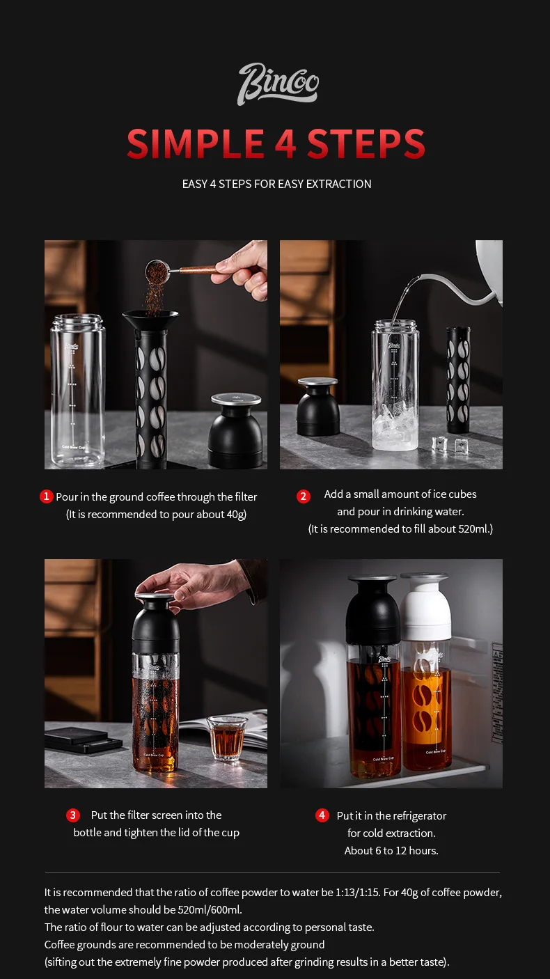 Bincoo 600ml Cold Brew Tumbler, Food-Grade Tritan, Iced Coffee Maker, Outdoor Leak-Proof Portable Cold Extraction Water Bottle Bincoo 600ml Cold Brew Tumbler, Food-Grade Tritan, Iced Coffee Maker, Outdoor Leak-Proof Portable Cold Extraction Water Bottle