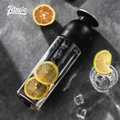 Bincoo 600ml Cold Brew Tumbler, Food-Grade Tritan, Iced Coffee Maker, Outdoor Leak-Proof Portable Cold Extraction Water Bottle