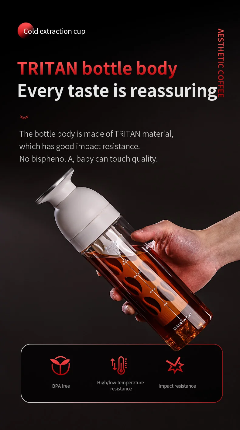 Bincoo 600ml Cold Brew Tumbler, Food-Grade Tritan, Iced Coffee Maker, Outdoor Leak-Proof Portable Cold Extraction Water Bottle Bincoo 600ml Cold Brew Tumbler, Food-Grade Tritan, Iced Coffee Maker, Outdoor Leak-Proof Portable Cold Extraction Water Bottle