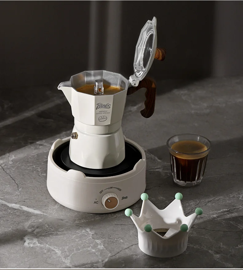 Bincoo-Double Valve Mocha Pot, Espresso Machine, Brewed Coffee, Italian Home, Kitchen Utensils, Accessories, 2 Persons
