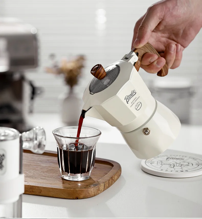 Bincoo-Double Valve Mocha Pot, Espresso Machine, Brewed Coffee, Italian Home, Kitchen Utensils, Accessories, 2 Persons