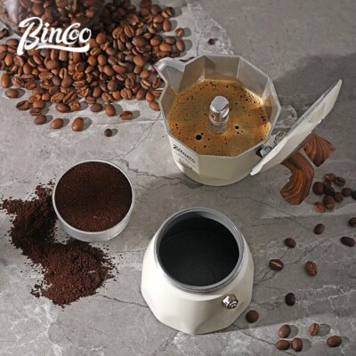 Bincoo-Double Valve Mocha Pot, Espresso Machine, Brewed Coffee, Italian Home, Kitchen Utensils, Accessories, 2 Persons - Image 5