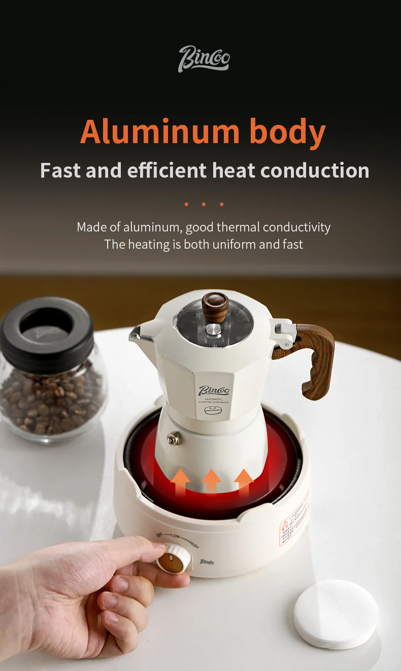 Bincoo-Double Valve Mocha Pot, Espresso Machine, Brewed Coffee, Italian Home, Kitchen Utensils, Accessories, 2 Persons