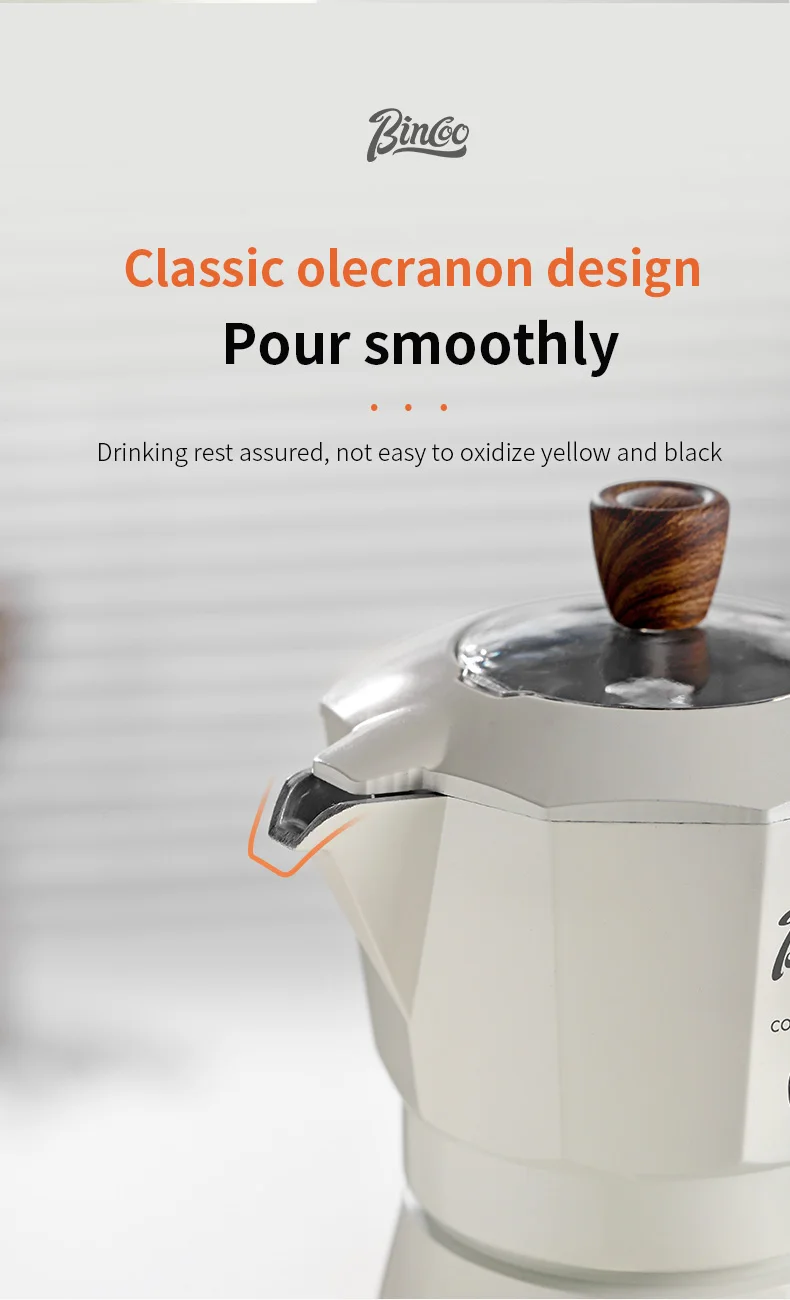 Bincoo-Double Valve Mocha Pot, Espresso Machine, Brewed Coffee, Italian Home, Kitchen Utensils, Accessories, 2 Persons