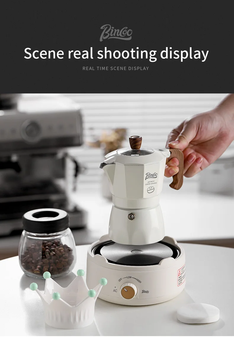 Bincoo-Double Valve Mocha Pot, Espresso Machine, Brewed Coffee, Italian Home, Kitchen Utensils, Accessories, 2 Persons