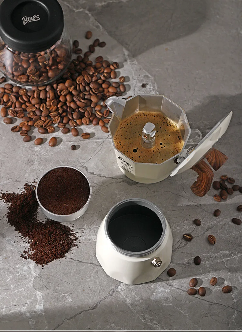 Bincoo-Double Valve Mocha Pot, Espresso Machine, Brewed Coffee, Italian Home, Kitchen Utensils, Accessories, 2 Persons