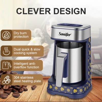 Turkish Coffee Maker with Dual Brewing Smart Anti-Spill Design 96-98°C Precision Heating, 250ml, 500W Coffee Pot Coffee Machine - Image 3