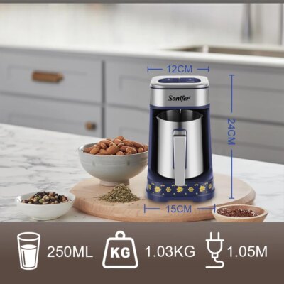 Turkish Coffee Maker with Dual Brewing Smart Anti-Spill Design 96-98°C Precision Heating, 250ml, 500W Coffee Pot Coffee Machine - Image 5