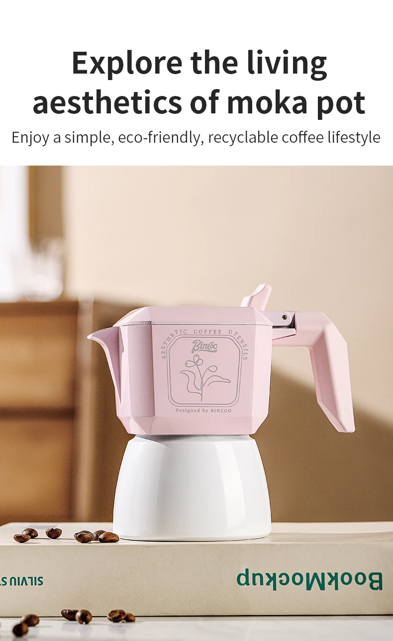 Bincoo Coffee Double Valve Moka Pot Aluminum Espresso Maker Italian Coffee Professional Home Barista Accessories Coffee Tools