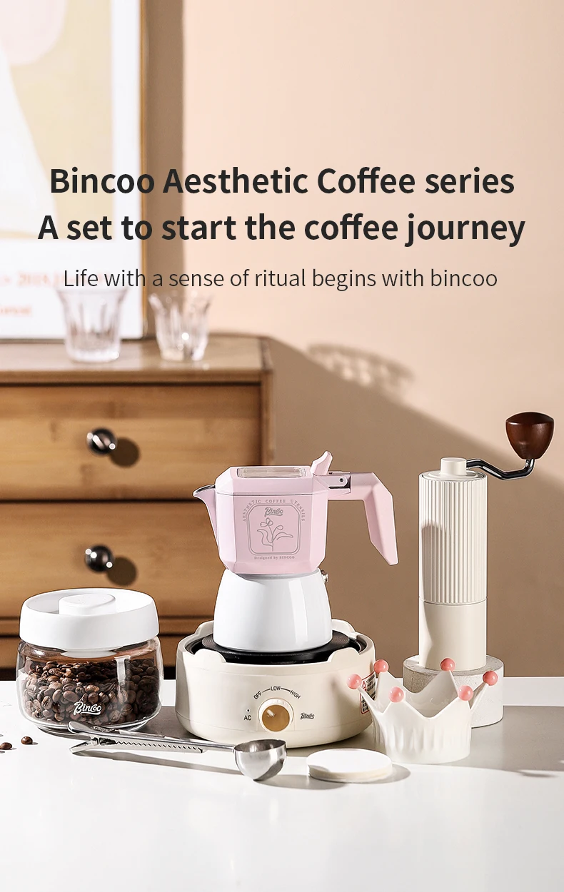 Bincoo Coffee Double Valve Moka Pot Aluminum Espresso Maker Italian Coffee Professional Home Barista Accessories Coffee Tools