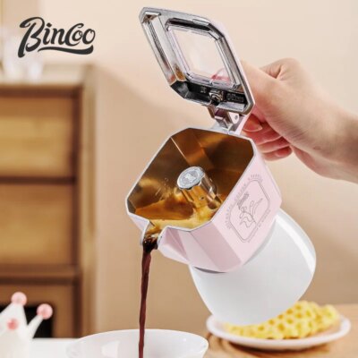 Bincoo Coffee Double Valve Moka Pot Aluminum Espresso Maker Italian Coffee Professional Home Barista Accessories Coffee Tools