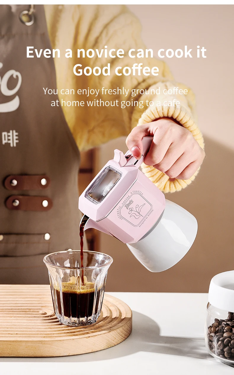 Bincoo Coffee Double Valve Moka Pot Aluminum Espresso Maker Italian Coffee Professional Home Barista Accessories Coffee Tools