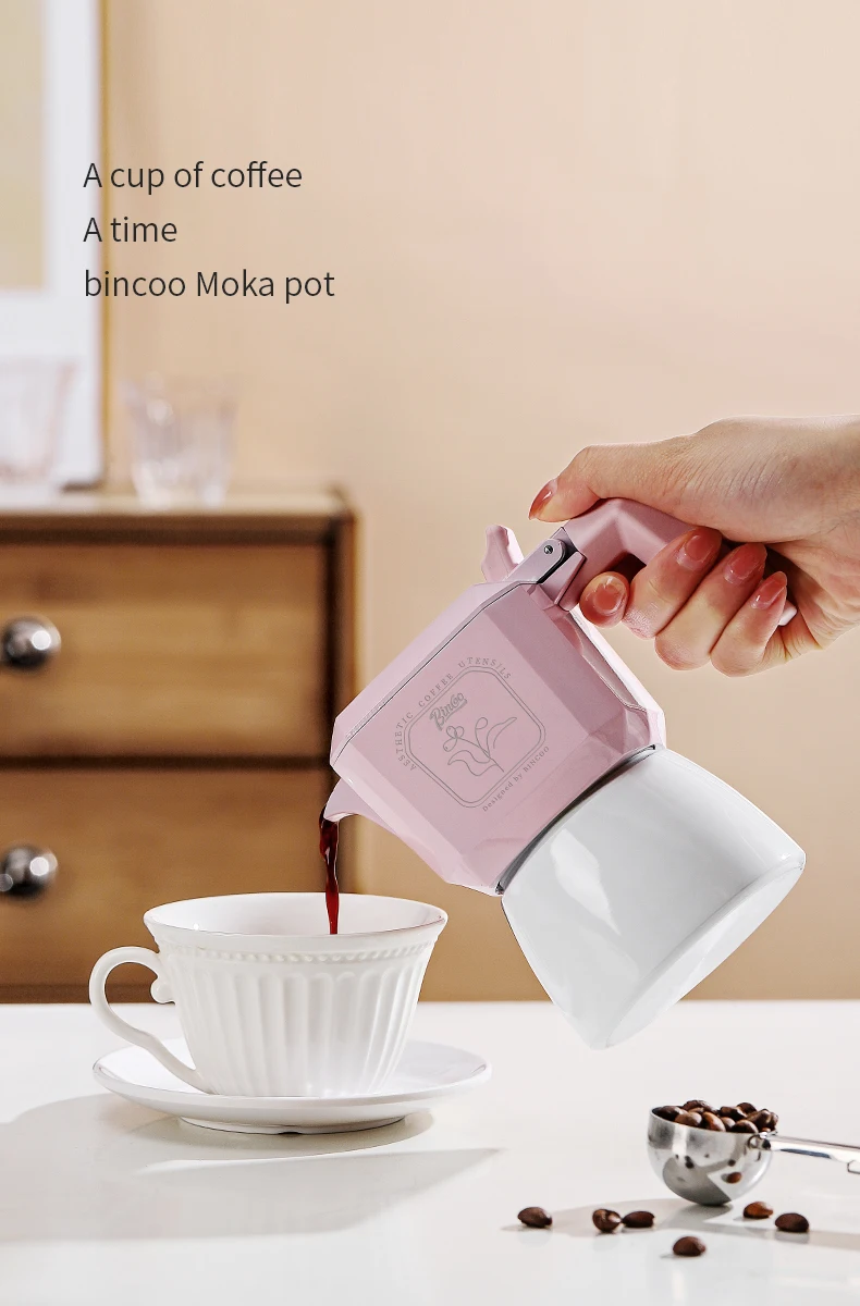 Bincoo Coffee Double Valve Moka Pot Aluminum Espresso Maker Italian Coffee Professional Home Barista Accessories Coffee Tools