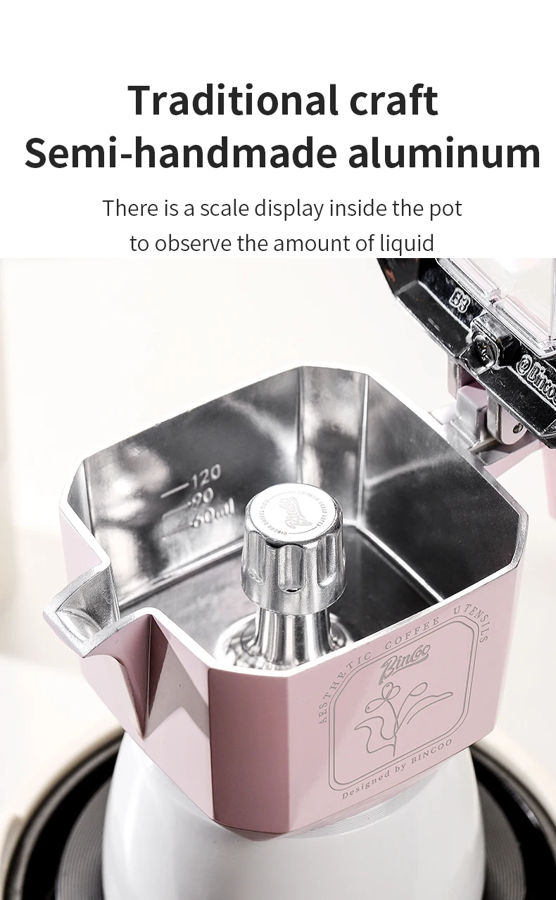 Bincoo Coffee Double Valve Moka Pot Aluminum Espresso Maker Italian Coffee Professional Home Barista Accessories Coffee Tools