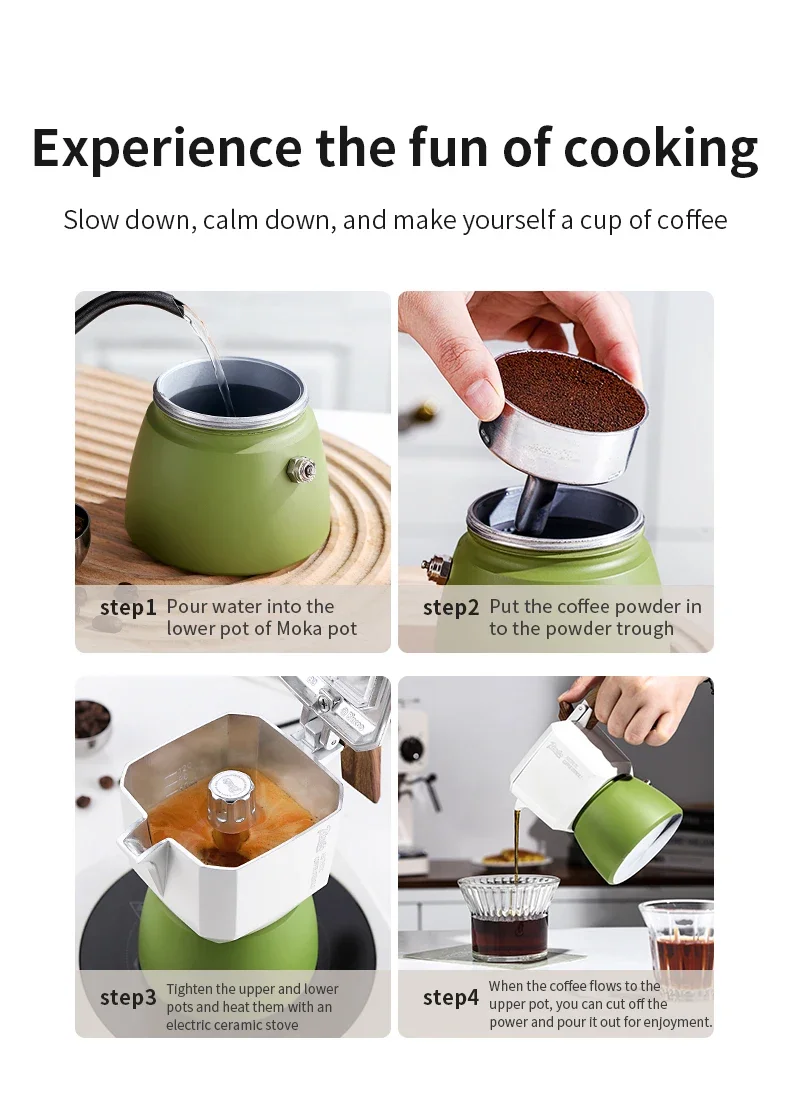 BINCOO 2 Cups Double Valve Moka Pot Espresso Coffee Pot Set Small Household Extraction concentrate Italian