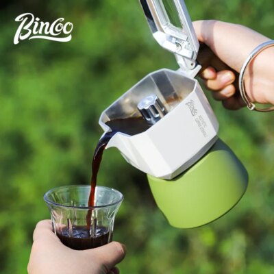 BINCOO 2 Cups Double Valve Moka Pot Espresso Coffee Pot Set Small Household Extraction concentrate Italian