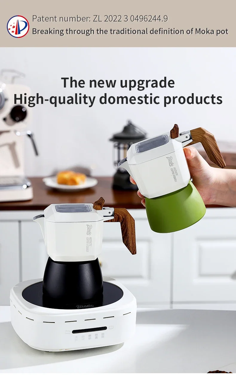 BINCOO 2 Cups Double Valve Moka Pot Espresso Coffee Pot Set Small Household Extraction concentrate Italian