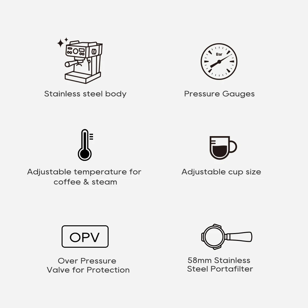 HiBREW 20Bar Semi Automatic Espresso Coffee Machine Temperature Adjustable 58mm Portafilter Cold/Hot Coffee Maker Metal CaseH10A HiBREW 20Bar Semi Automatic Espresso Coffee Machine Temperature Adjustable 58mm Portafilter Cold/Hot Coffee Maker Metal CaseH10A