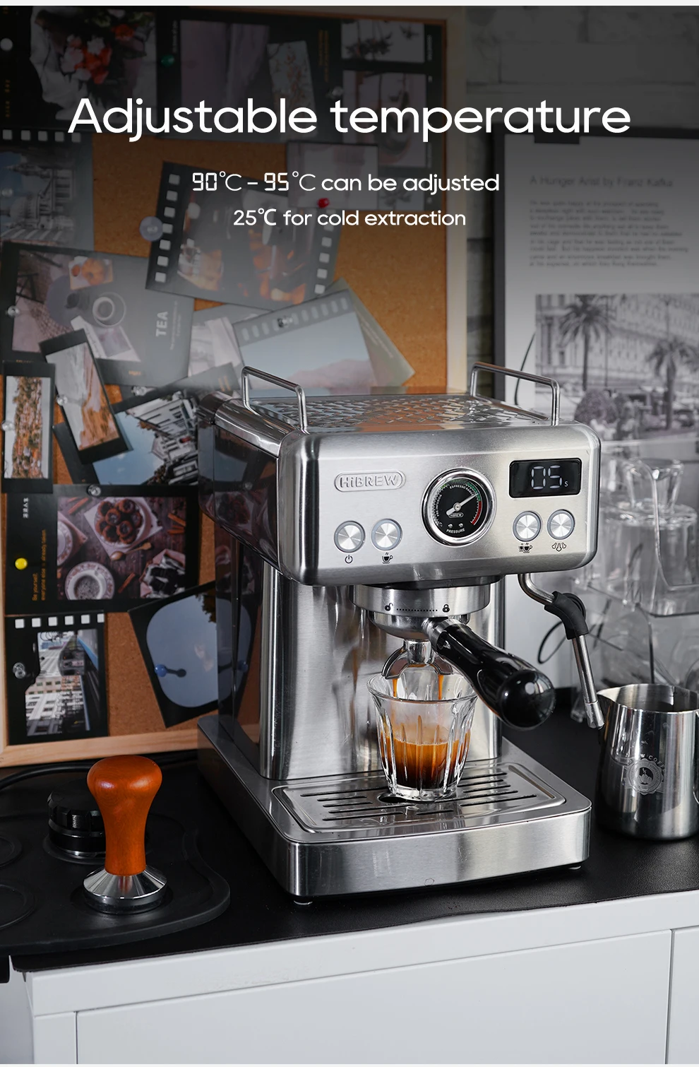 HiBREW 20Bar Semi Automatic Espresso Coffee Machine Temperature Adjustable 58mm Portafilter Cold/Hot Coffee Maker Metal CaseH10A HiBREW 20Bar Semi Automatic Espresso Coffee Machine Temperature Adjustable 58mm Portafilter Cold/Hot Coffee Maker Metal CaseH10A