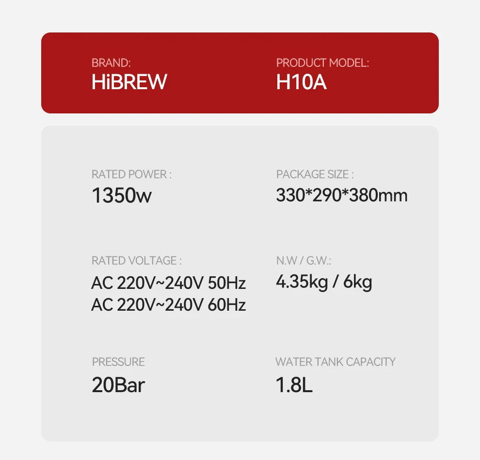 HiBREW 20Bar Semi Automatic Espresso Coffee Machine Temperature Adjustable 58mm Portafilter Cold/Hot Coffee Maker Metal CaseH10A HiBREW 20Bar Semi Automatic Espresso Coffee Machine Temperature Adjustable 58mm Portafilter Cold/Hot Coffee Maker Metal CaseH10A