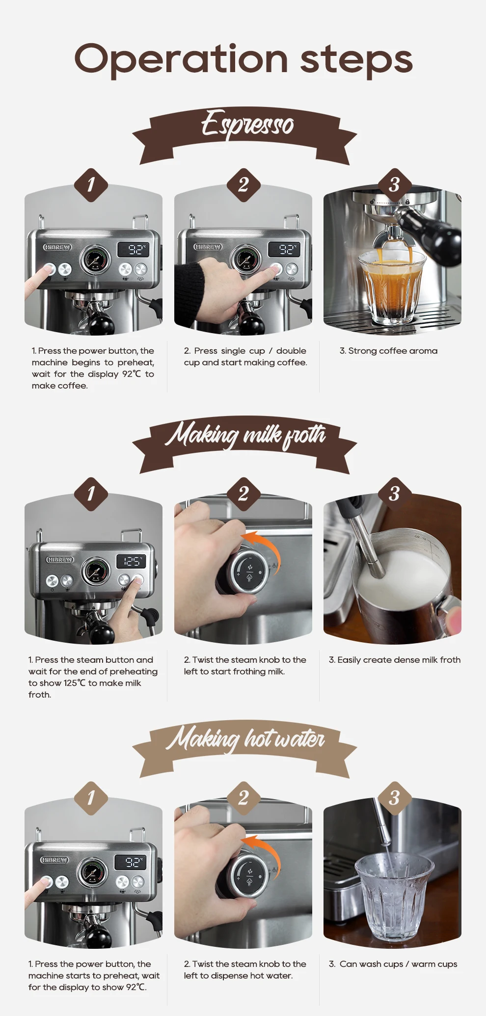 HiBREW 20Bar Semi Automatic Espresso Coffee Machine Temperature Adjustable 58mm Portafilter Cold/Hot Coffee Maker Metal CaseH10A HiBREW 20Bar Semi Automatic Espresso Coffee Machine Temperature Adjustable 58mm Portafilter Cold/Hot Coffee Maker Metal CaseH10A