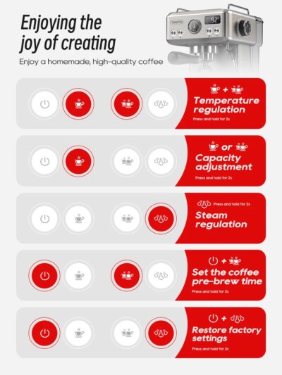 HiBREW 20Bar Semi Automatic Espresso Coffee Machine Temperature Adjustable 58mm Portafilter Cold/Hot Coffee Maker Metal CaseH10A - Image 2