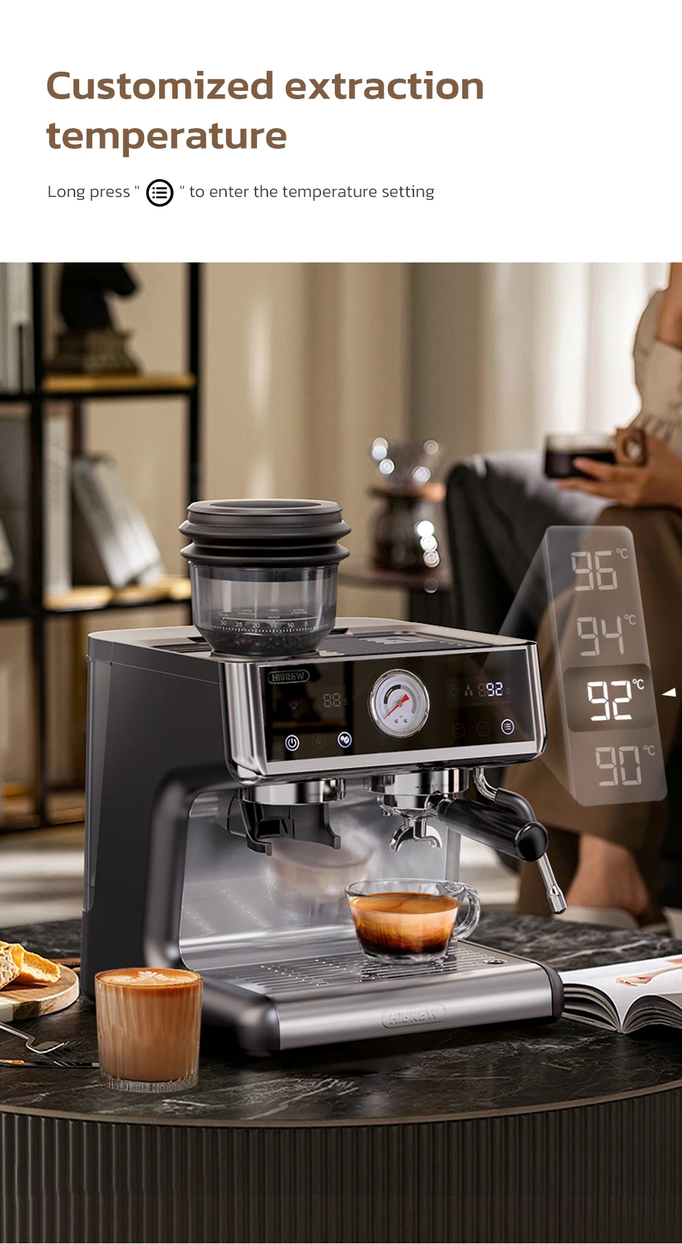 HiBREW Dual Boiler System Barista Pro 20Bar Bean to Espresso Cafetera Coffee Machine with Full Kit for Cafe Hotel Restaurant H7A HiBREW Dual Boiler System Barista Pro 20Bar Bean to Espresso Cafetera Coffee Machine with Full Kit for Cafe Hotel Restaurant H7A