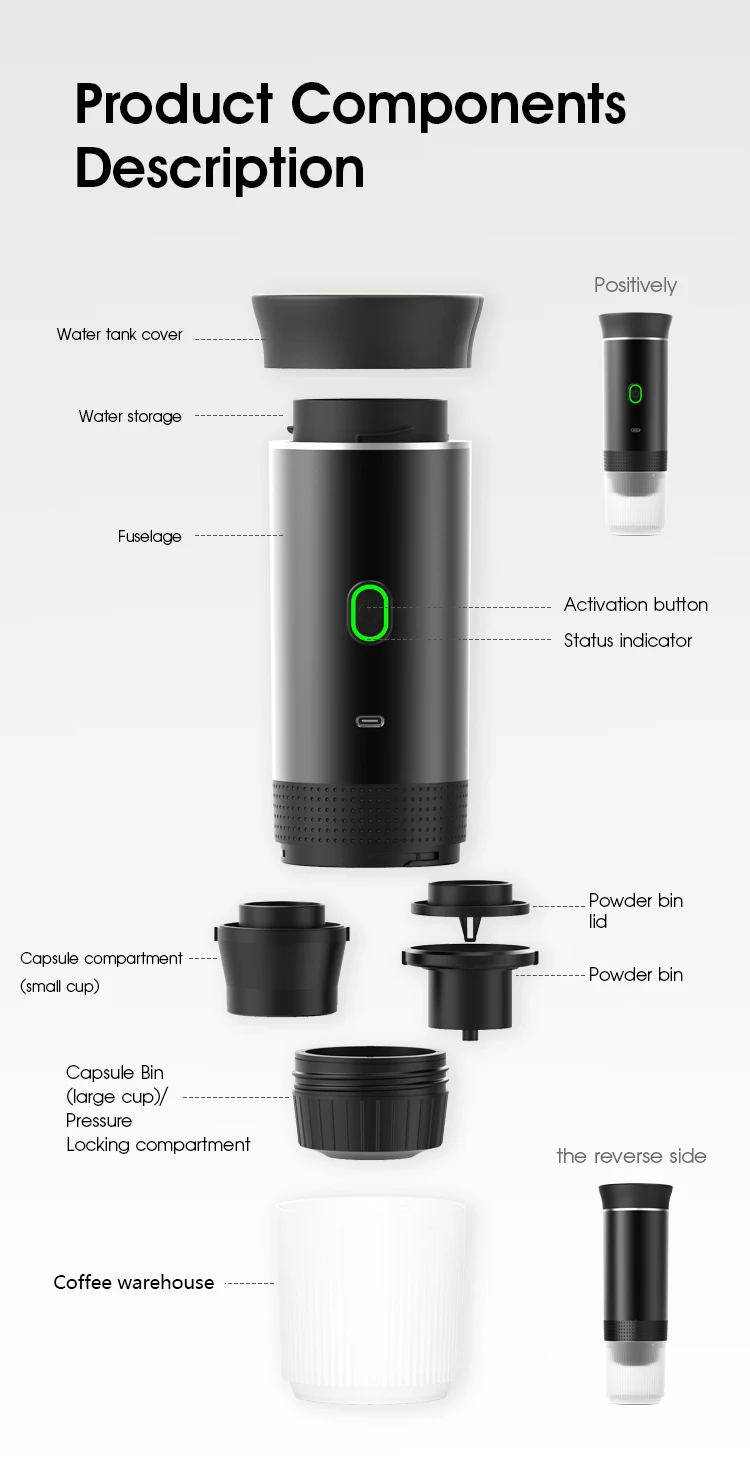 2025 Upgraded Wireless 3-in-1 Coffee maker,20Bar Portable Coffee Machine for Car/Camping/Home,Capsule&Powder USB Fast Heating