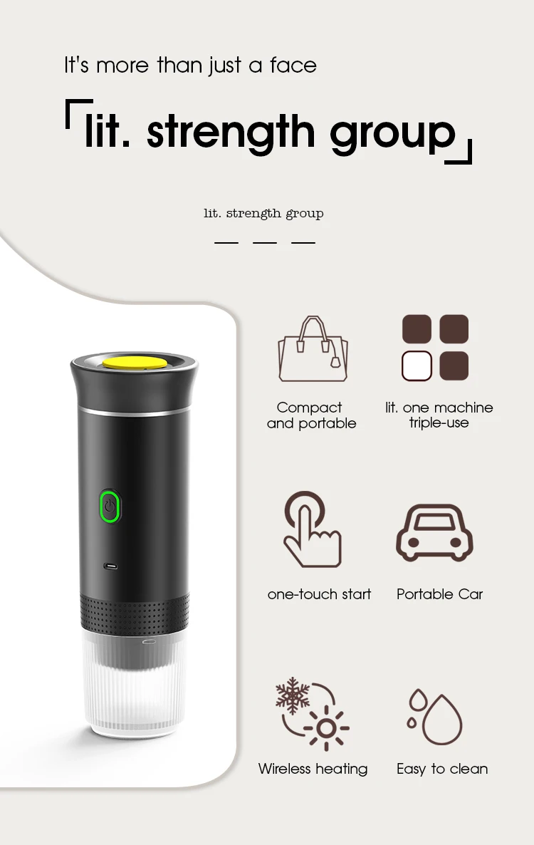 2025 Upgraded Wireless 3-in-1 Coffee maker,20Bar Portable Coffee Machine for Car/Camping/Home,Capsule&Powder USB Fast Heating