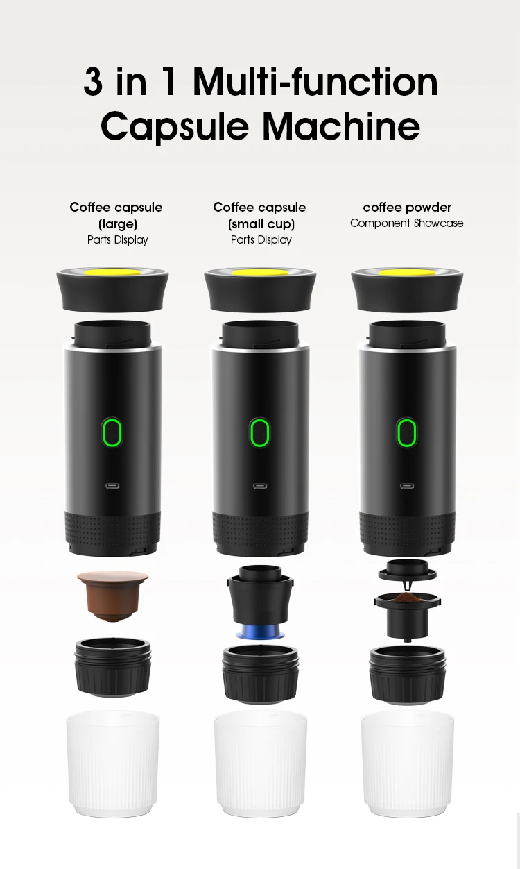 2025 Upgraded Wireless 3-in-1 Coffee maker,20Bar Portable Coffee Machine for Car/Camping/Home,Capsule&Powder USB Fast Heating