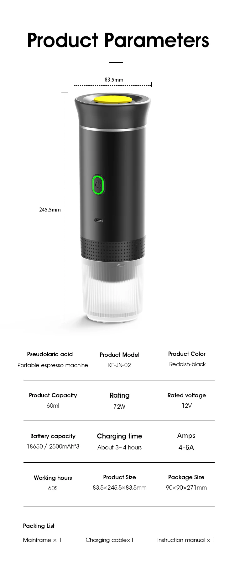 2025 Upgraded Wireless 3-in-1 Coffee maker,20Bar Portable Coffee Machine for Car/Camping/Home,Capsule&Powder USB Fast Heating