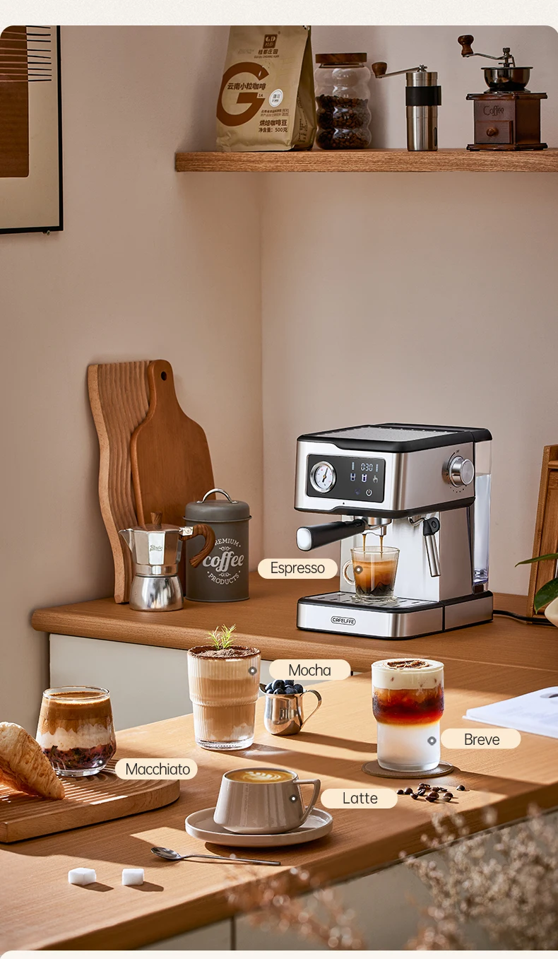 Cafelffe Espresso Machine 20Bar,Cappuccino Maker with Milk Frother Steam Wand,Coffee Maker,Semi-Automatic Cafetera present,Gift