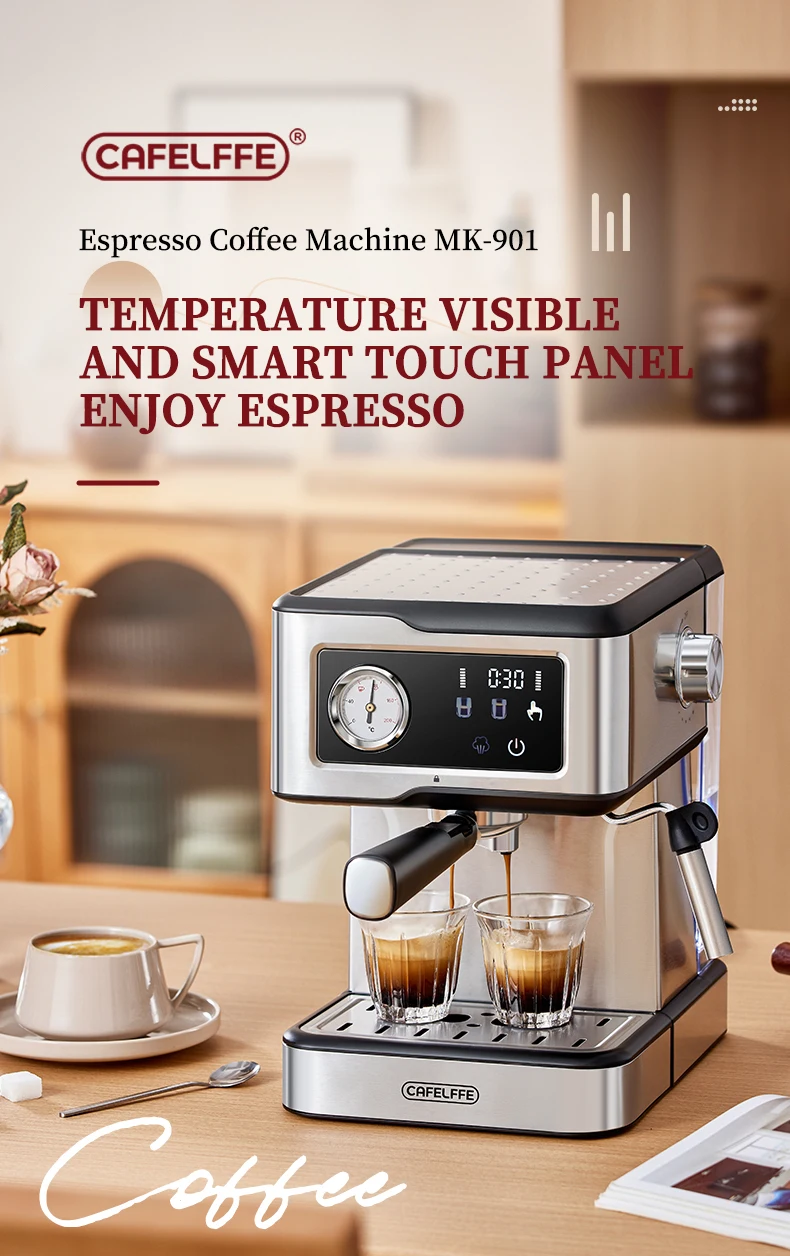 Cafelffe Espresso Machine 20Bar,Cappuccino Maker with Milk Frother Steam Wand,Coffee Maker,Semi-Automatic Cafetera present,Gift