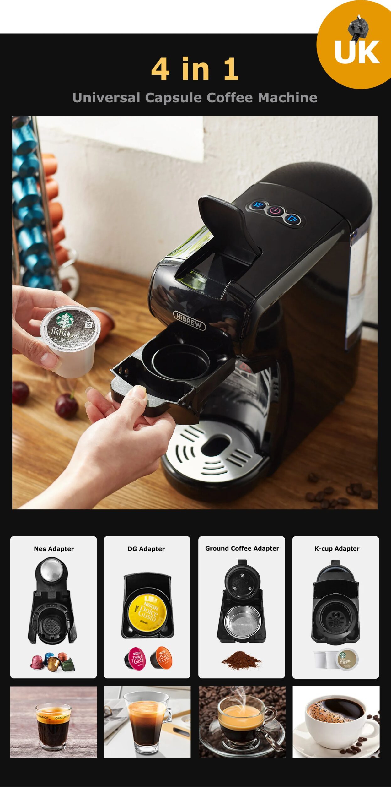 HiBREW Coffee Machine 19 Bar 4in1 Hot & Cold Multiple Capsule Espresso Cafetera Pod Coffee Maker Dolce Milk Nexpresso Powder H1A HiBREW Coffee Machine 19 Bar 4in1 Hot & Cold Multiple Capsule Espresso Cafetera Pod Coffee Maker Dolce Milk Nexpresso Powder H1A