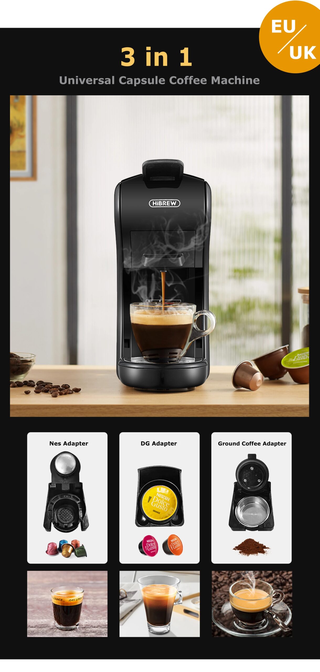 HiBREW Coffee Machine 19 Bar 4in1 Hot & Cold Multiple Capsule Espresso Cafetera Pod Coffee Maker Dolce Milk Nexpresso Powder H1A HiBREW Coffee Machine 19 Bar 4in1 Hot & Cold Multiple Capsule Espresso Cafetera Pod Coffee Maker Dolce Milk Nexpresso Powder H1A