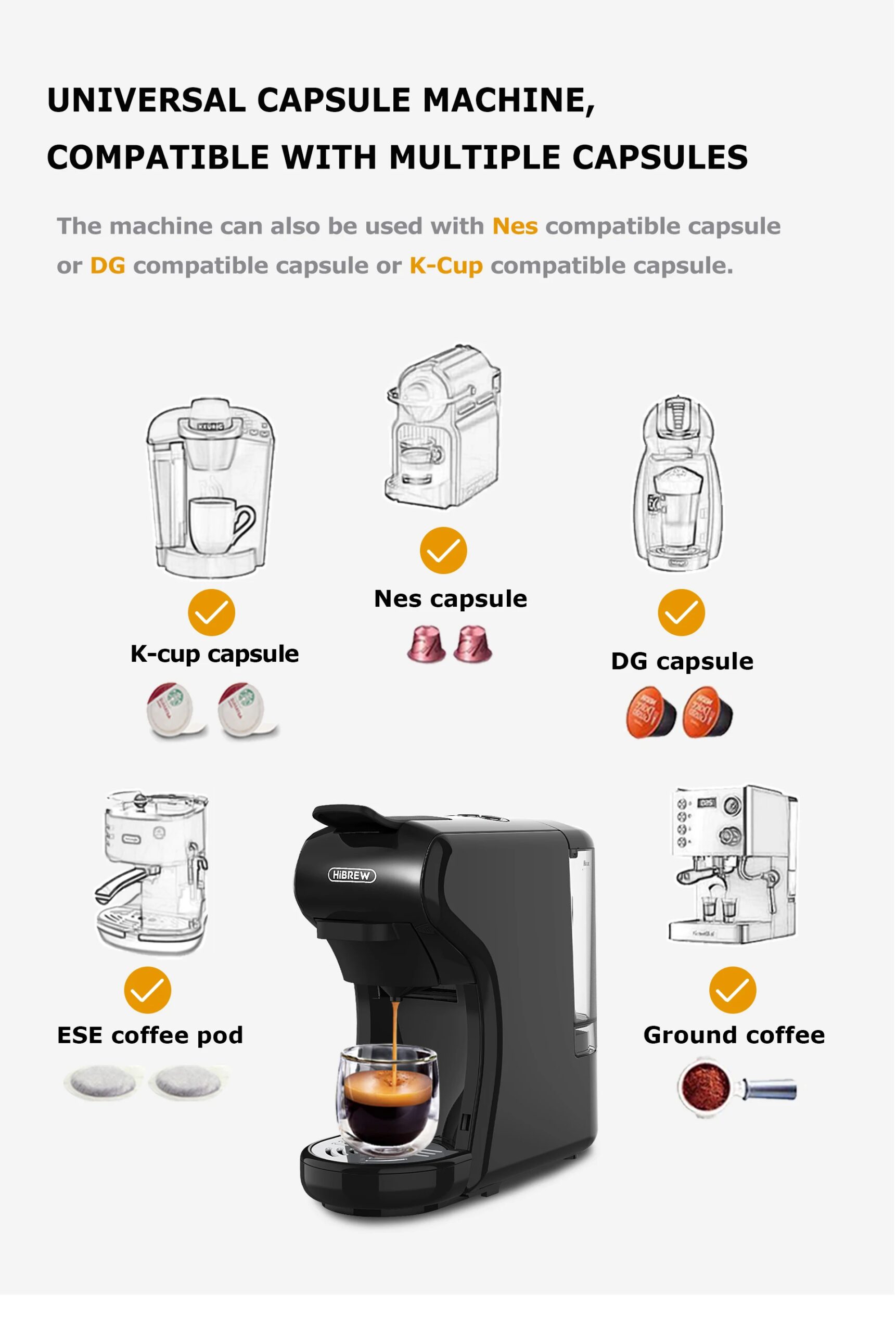 HiBREW Coffee Machine 19 Bar 4in1 Hot & Cold Multiple Capsule Espresso Cafetera Pod Coffee Maker Dolce Milk Nexpresso Powder H1A HiBREW Coffee Machine 19 Bar 4in1 Hot & Cold Multiple Capsule Espresso Cafetera Pod Coffee Maker Dolce Milk Nexpresso Powder H1A