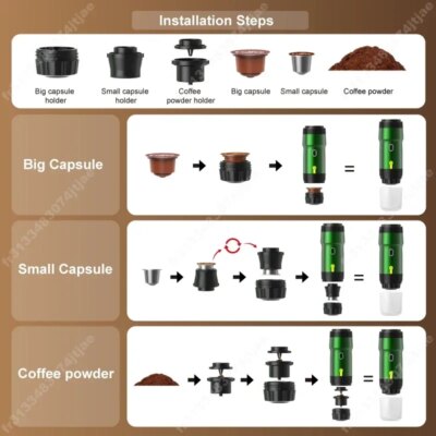 Electric Portable Coffee Machine Portable Italian Espresso Machine for Car & Home 3-in-1 Capsule Powder Travel Coffee Maker - Image 4
