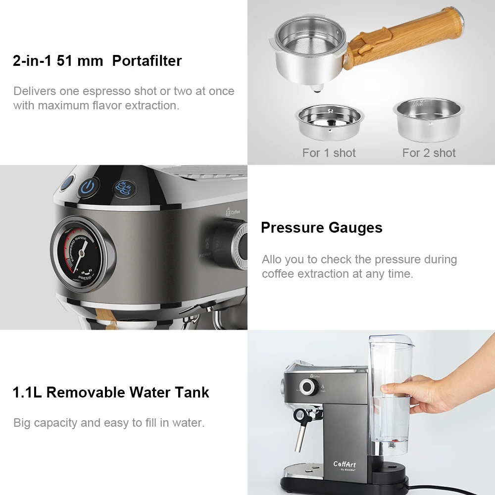 BioloMix 20 Bar Semi Automatic Powder Coffee Machine,with Milk Steam Frother Wand, for Espresso, Cappuccino, Latte and Mocha BioloMix 20 Bar Semi Automatic Powder Coffee Machine,with Milk Steam Frother Wand, for Espresso, Cappuccino, Latte and Mocha