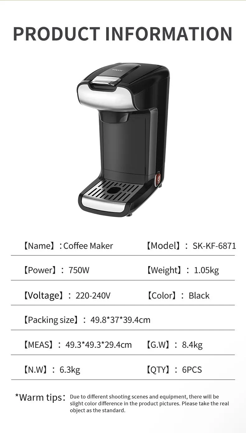 Houselin Coffee Maker, 600Ml Large Capacity, Strong Button Feature, Easyto disassemble and clean, Black,750W