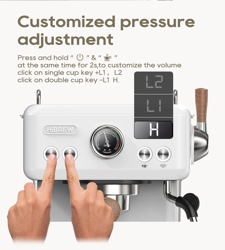 HiBREW Semi Automatic Espresso Coffee Machine DIY Function 20Bar Pressure Temperature Adjustable For Cappuccino & Latte H10plus