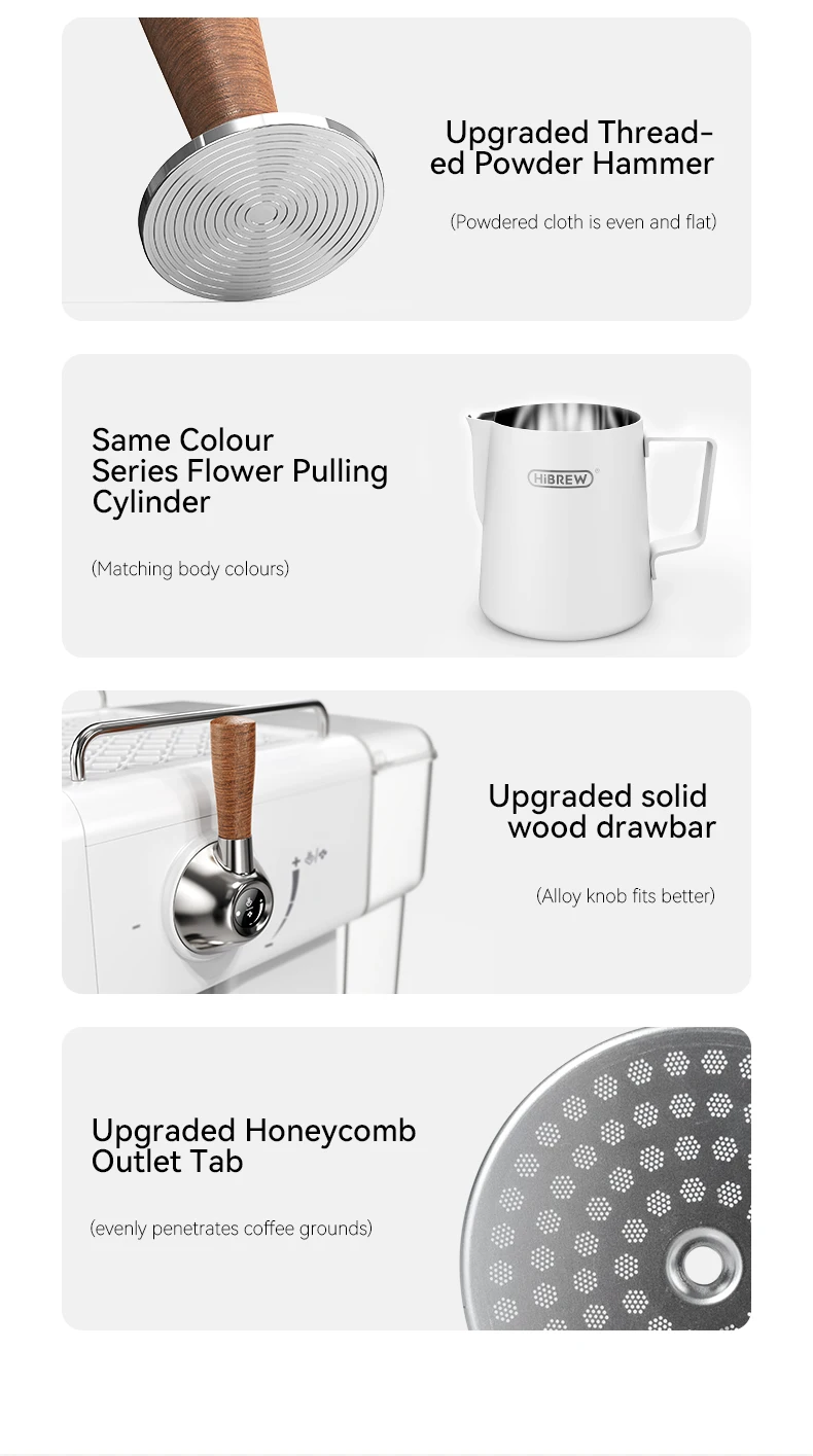 HiBREW Semi Automatic Espresso Coffee Machine DIY Function 20Bar Pressure Temperature Adjustable For Cappuccino & Latte H10plus