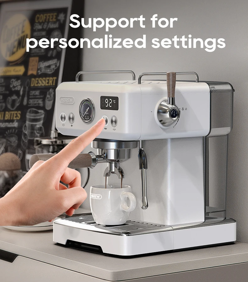 HiBREW Semi Automatic Espresso Coffee Machine DIY Function 20Bar Pressure Temperature Adjustable For Cappuccino & Latte H10plus