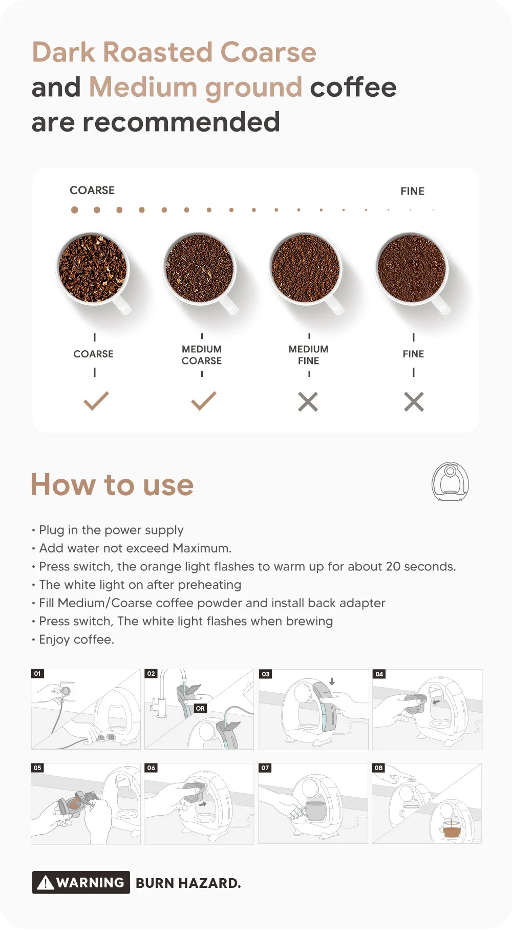 Portable Coffee Maker Low decibel Americano Capsule Coffee Machine Compatible with Coffee Powder & K Cups Original Capsules