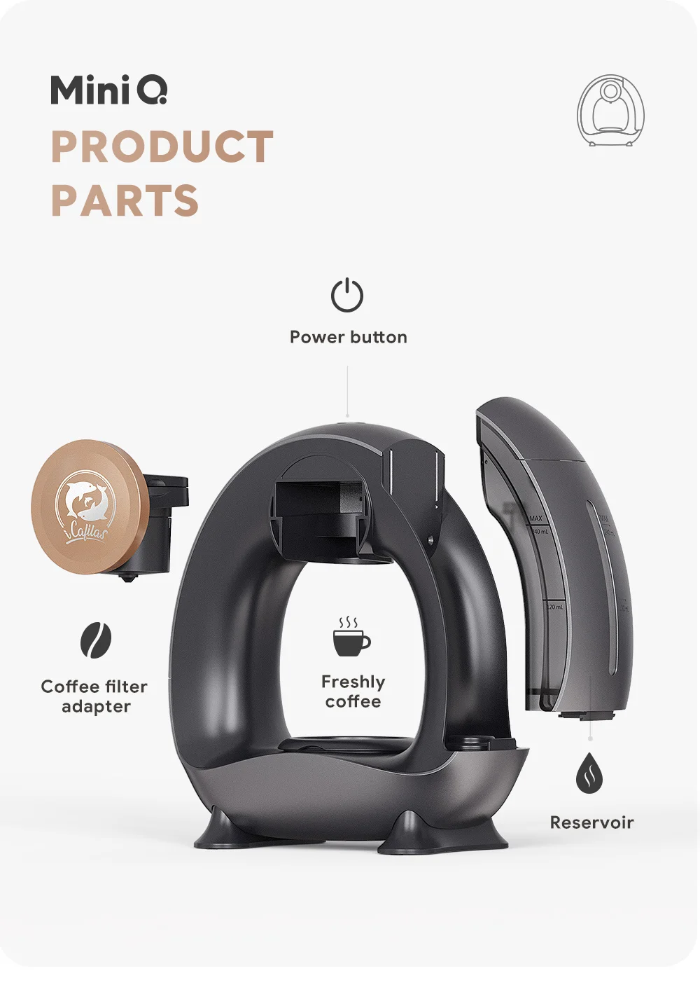 Portable Coffee Maker Low decibel Americano Capsule Coffee Machine Compatible with Coffee Powder & K Cups Original Capsules