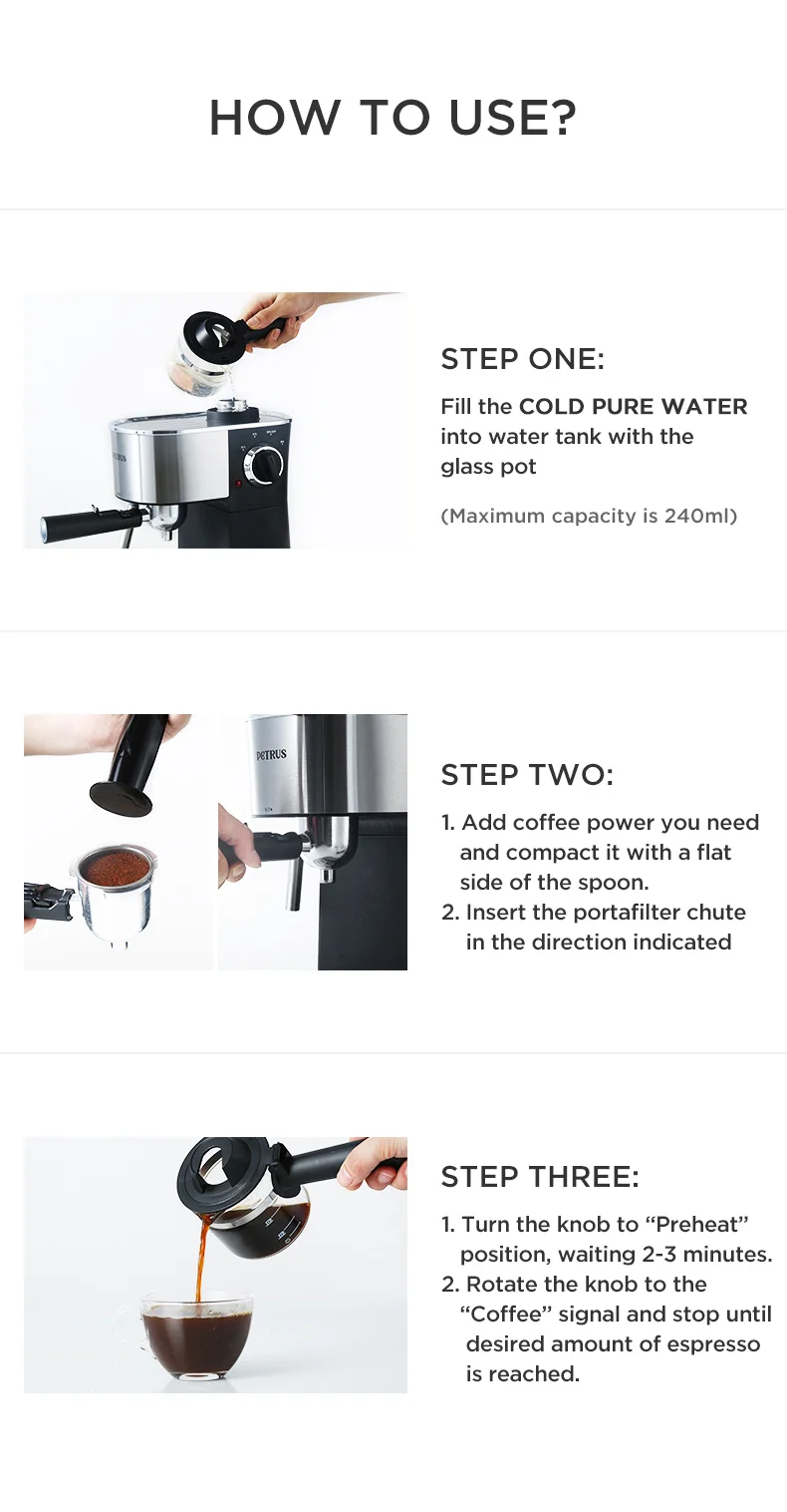 Petrus Coffee Machine Espresso Coffee Maker With Fancy Milk System Milk Bubble Maker(220V)