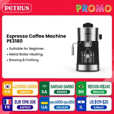 Petrus Coffee Machine Espresso Coffee Maker With Fancy Milk System Milk Bubble Maker(220V) - Image 6