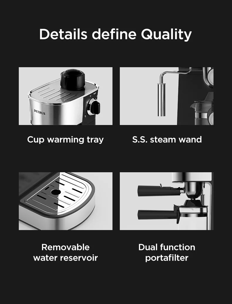 Petrus Coffee Machine Espresso Coffee Maker With Fancy Milk System Milk Bubble Maker(220V)