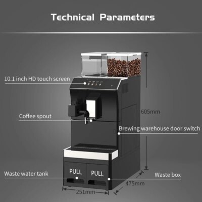 Mcilpoog  WS101+3 Business super automatic coffee machine Touch screen to quickly make coffee with one touch - Image 3