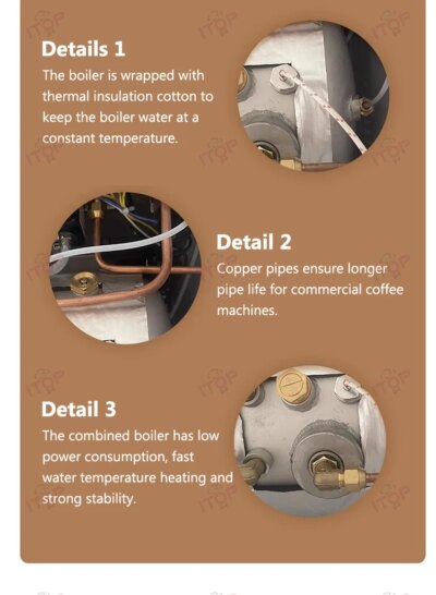ITOP CM-KB Commercial Semi-Automatic Coffee Machine with Flat Burr Grinder Professional Espresso Machine 4-Hole Steam Milk Froth - Image 4
